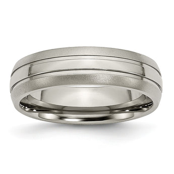 Titanium Grooved 6mm Brushed and Polished Band