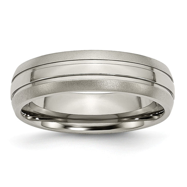 Titanium Grooved 6mm Brushed and Polished Band