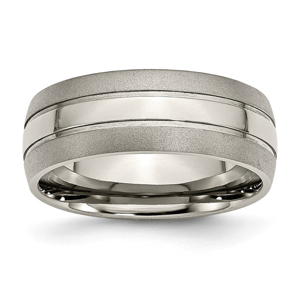 Titanium Grooved 8mm Brushed and Polished Band