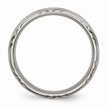 Titanium Criss-cross Design 6mm Brushed and Polished Band