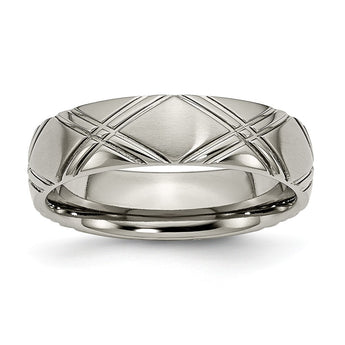 Titanium Criss-cross Design 6mm Brushed and Polished Band