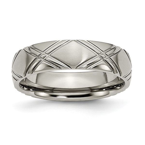 Titanium Criss-cross Design 6mm Brushed and Polished Band
