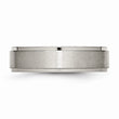 Titanium Ridged Edge 6mm Brushed and Polished Band