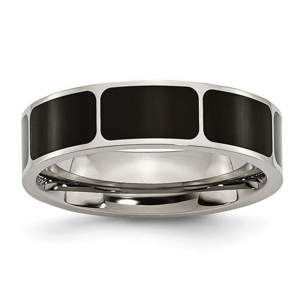 Titanium Black Enamel Flat 6mm Polished Band