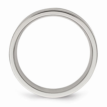 Titanium Sterling Silver Inlay Flat 6mm Brushed Band