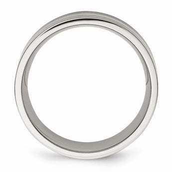 Titanium Sterling Silver Inlay Flat 8mm Brushed Band