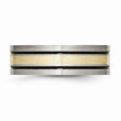 Titanium 14k Yellow Inlay Flat 7mm Brushed and Antiqued Band