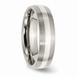 Titanium Sterling Silver Inlay 6mm Brushed Band