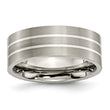 Titanium Sterling Silver Inlay Flat 8mm Brushed Band