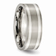 Titanium Sterling Silver Inlay Flat 8mm Brushed and Polished Band