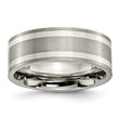 Titanium Sterling Silver Inlay Flat 8mm Brushed and Polished Band