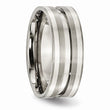 Titanium Grooved Sterling Silver Inlay 8mm Brushed Band
