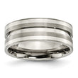 Titanium Grooved Sterling Silver Inlay 8mm Brushed Band
