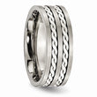 Titanium Sterling Silver Braided Inlay 8mm Brushed and Antiqued Band