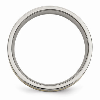 Titanium Flat 14k Yellow Inlay 6mm Brushed Band
