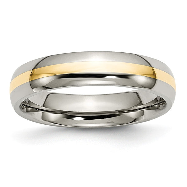 Titanium 14k Yellow Inlay 5mm Polished Band