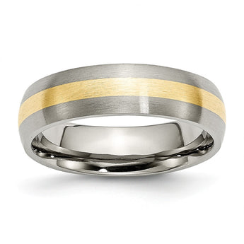 Titanium 14k Yellow Inlay 6mm Brushed Band