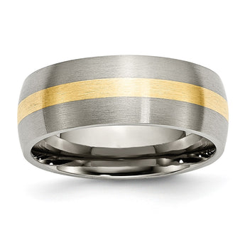 Titanium 14k Yellow Inlay 8mm Brushed Band