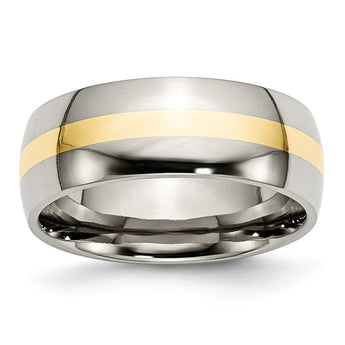 Titanium 14k Yellow Inlay 8mm Polished Band