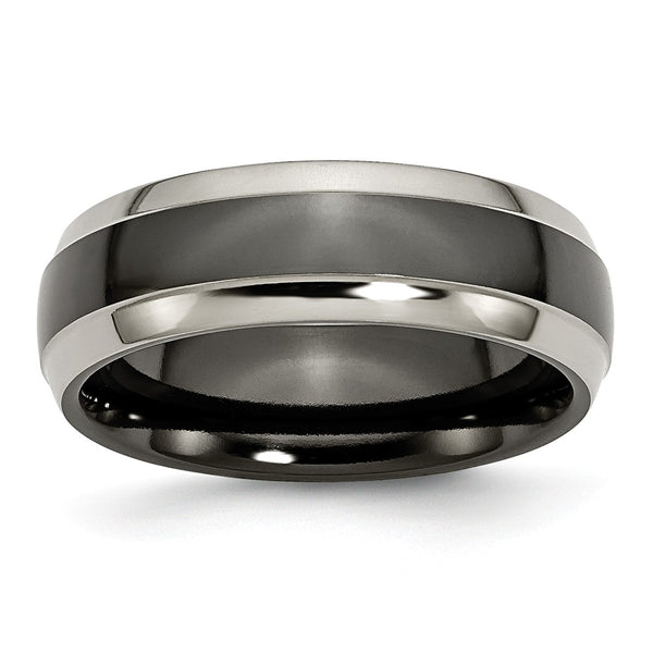 Titanium Black Ti Two-tone 7mm Polished Band
