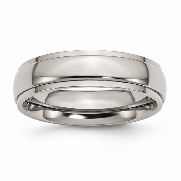 Titanium Ridged Edge 6mm Polished Band