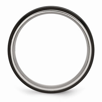 Titanium Beveled Edge 6mm Black IP-plated Satin/Polished Band - Birthstone Company