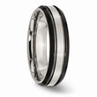 Titanium Beveled Edge 6mm Black IP-plated Satin/Polished Band - Birthstone Company