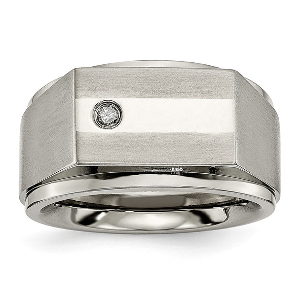 Titanium Satin & Polished Diamond Band