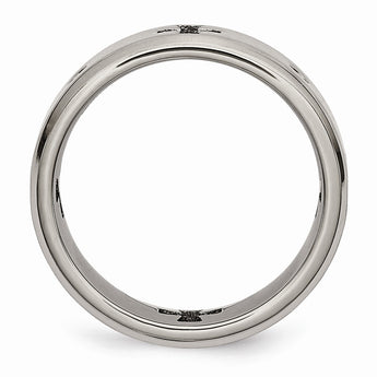 Titanium Celtic Cross Cut Out w/Diamond 7mm Brushed/Polished Band