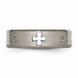 Titanium Celtic Cross Cut Out w/Diamond 7mm Brushed/Polished Band