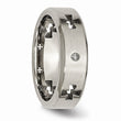 Titanium Celtic Cross Cut Out w/Diamond 7mm Brushed/Polished Band