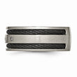 Titanium Black IP-plated Cable and Diamonds 10mm Brushed Band