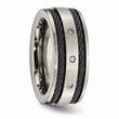 Titanium Black IP-plated Cable and Diamonds 10mm Brushed Band