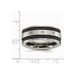 Titanium Black IP-plated Cable and Diamonds 10mm Brushed Band