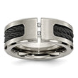 Titanium Black IP-plated Cable and Diamonds Polished/Brushed Band