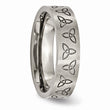 Titanium Flat Engraved Trinity Symbol Brushed 6mm Band