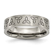 Titanium Flat Engraved Trinity Symbol Brushed 6mm Band