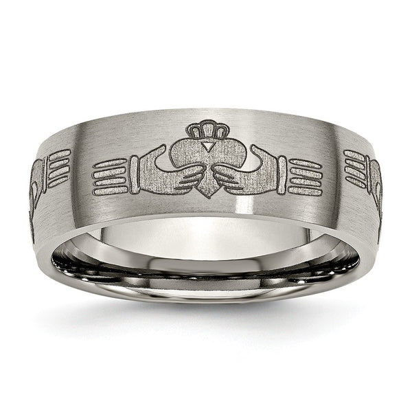 Titanium 8mm Laser Design Brushed Band