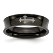Titanium Cross Black IP-plated 6mm Concave Band