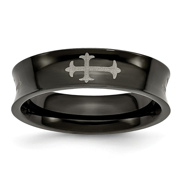 Titanium Cross Black IP-plated 6mm Concave Band