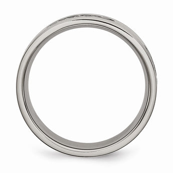 Titanium Black Rubber Ridged Edge 7mm Brushed Band