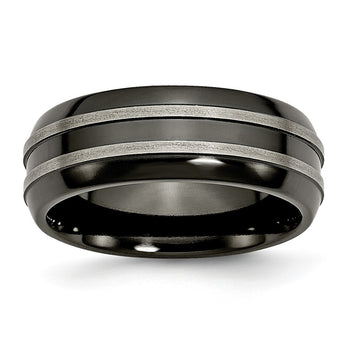Titanium Black Ti Brushed and Polished 8mm Band