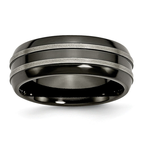Titanium Black Ti Brushed and Polished 8mm Band
