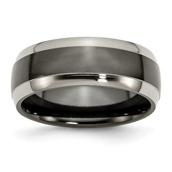 Titanium Black Ti Two Toned Edge 8mm Polished Band