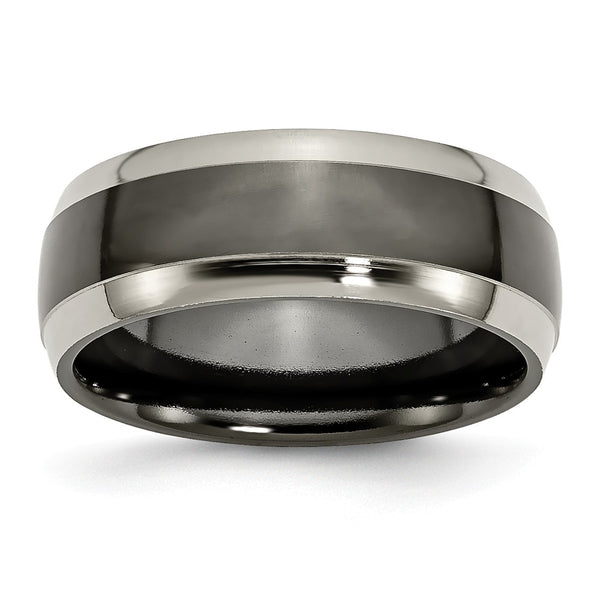 Titanium Black Ti Two Toned Edge 8mm Polished Band
