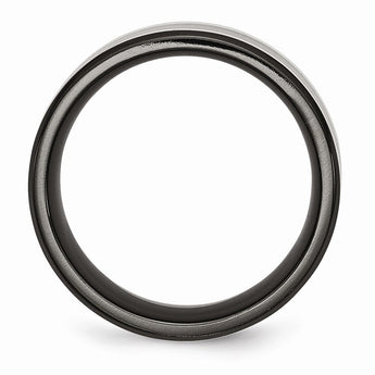 Titanium Black Ti with Sterling Silver Inlay 9mm Polished Flat Band