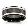 Titanium Black Ti with Sterling Silver Inlay 9mm Polished Flat Band