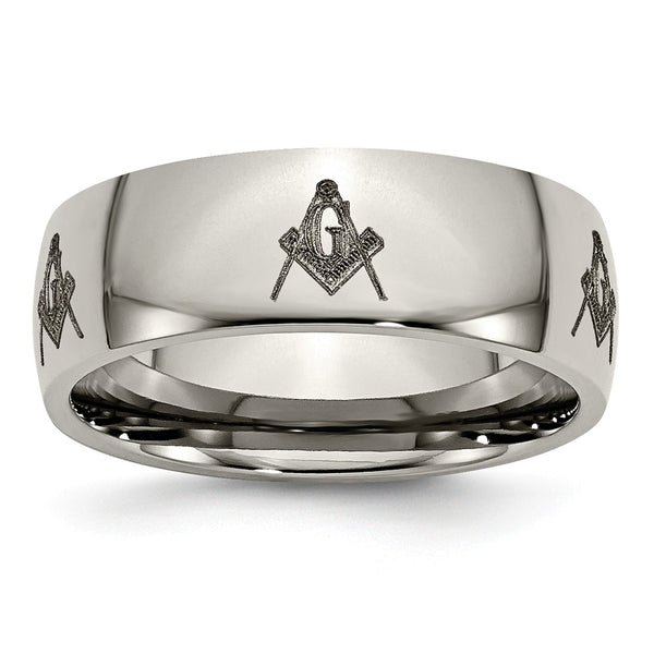 Titanium 8mm Laser Design Polished Band