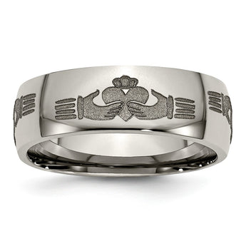 Titanium 8mm Laser Design Polished Band