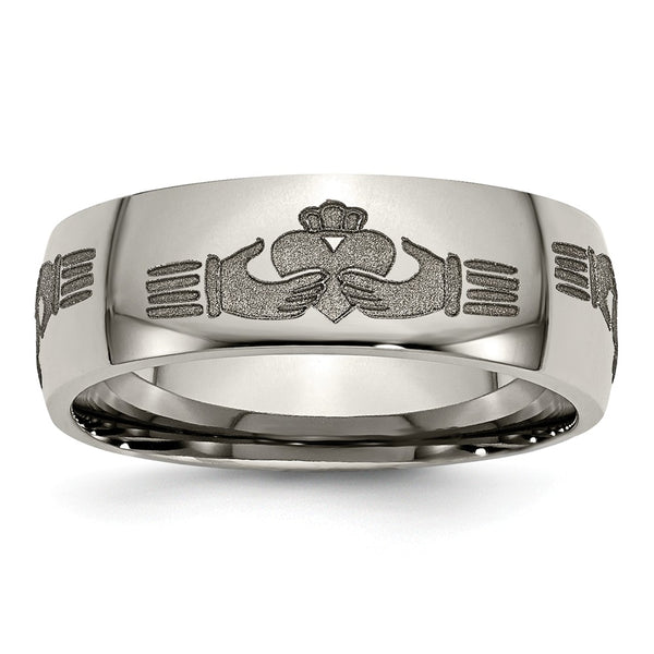Titanium 8mm Laser Design Polished Band